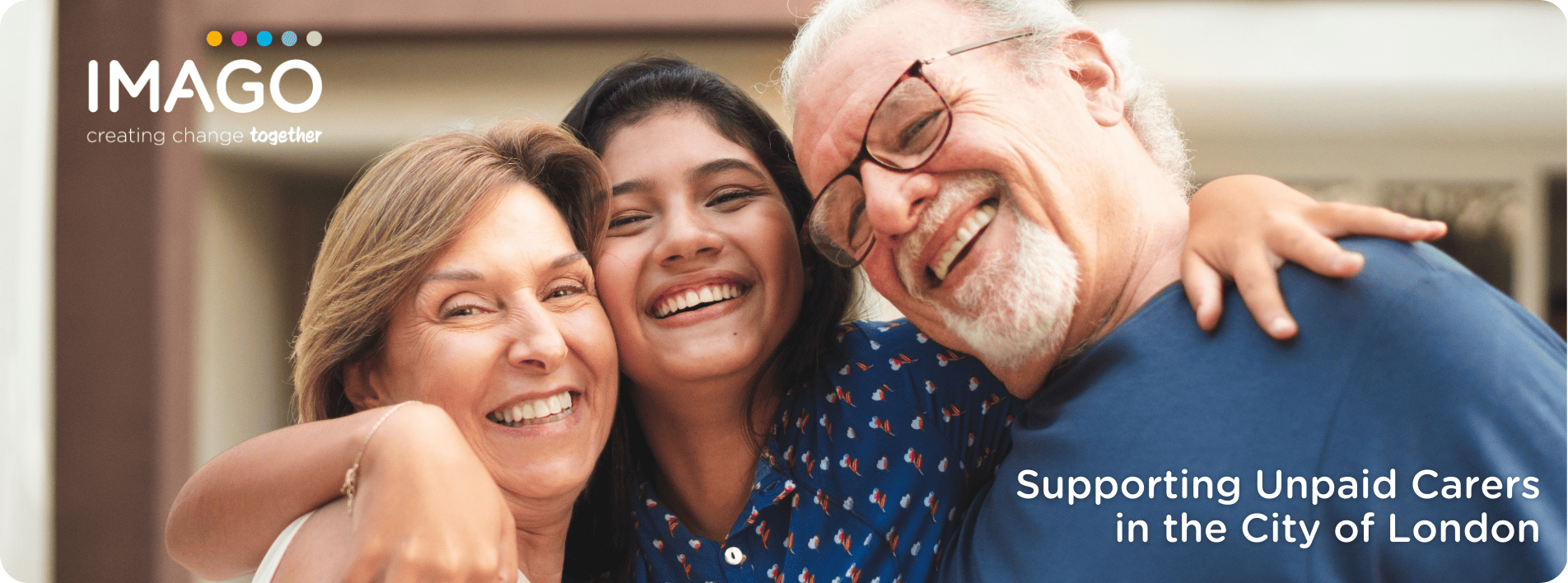 Photo of young person hugging her grandparents